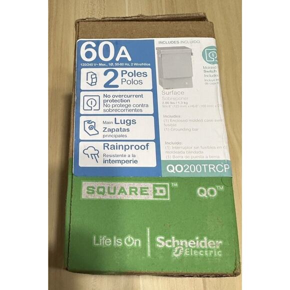 QO200TR SQUARE D 60AMP 240V Enclosed Case w/ QO200 Circuit Breaker (New-In-Box) - Picture 2 of 6